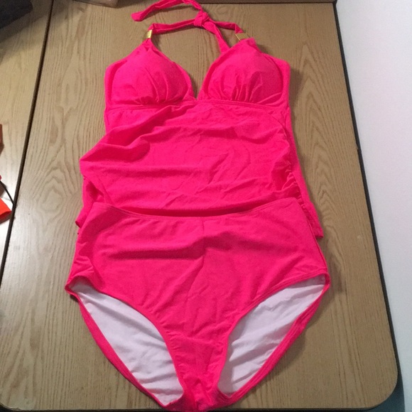 B20 New Women 2pc Tankini Swimsuit with Gold Details High Waisted Size Large - Picture 1 of 7